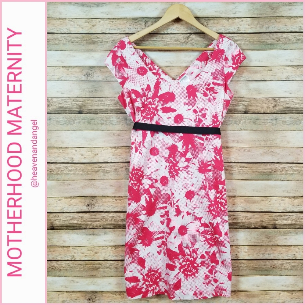 Motherhood Maternity Floral Printed Dress - Pink & White